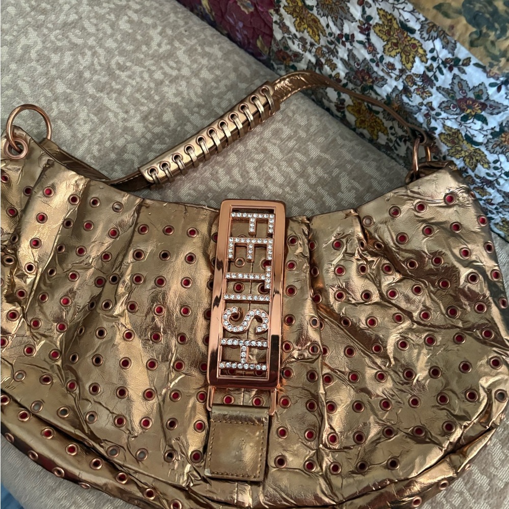 Fetish by Eve Gold and Red Women's Shoulder Bag